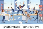 angry boss shout in chaos... | Shutterstock .eps vector #1043420491