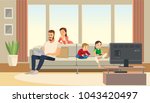 family at home. mother care... | Shutterstock .eps vector #1043420497