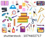 back to school big set. first... | Shutterstock .eps vector #1074602717
