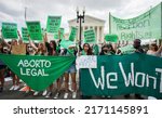 Small photo of WASHINGTON D.C., USA - June 24, 2022: Pro-choice demonstrators gather in front of the Supreme Court to protest the Dobbs v. Jackson decision released today.
