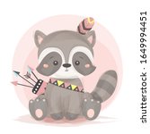 tribal raccoon illustration.... | Shutterstock .eps vector #1649994451