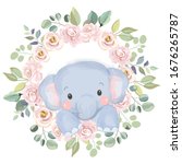 watercolor elephant... | Shutterstock .eps vector #1676265787
