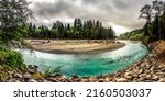 Panorama of a mountain river in ...