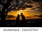 Silhouette of a couple in love...