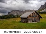 An old wooden hut in the...