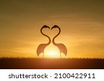 Silhouette Of Flamingo In Heart ...