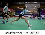 Small photo of AMSTERDAM - FEBRUARY 19: Evgeniy Dremin and Valeria Sorokina (pictured) beat the Dutch in the quarter-finals of the European Team Championships badminton in Amsterdam, The Netherlands on February 19, 2011.