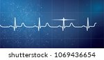white heart beat pulse... | Shutterstock . vector #1069436654