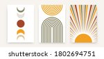 abstract sun moon poster set.... | Shutterstock .eps vector #1802694751