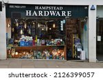 Small photo of London; Hampstead; England - october 21 2021 : hardware shop in the Belsize Park district