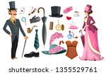 victorian lady and gentlemen... | Shutterstock .eps vector #1355529761