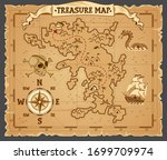 pirate treasure map on ruined... | Shutterstock .eps vector #1699709974