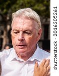 Small photo of LONDON, ENGLAND- 24 July 2021: Conspiracy theorist David Icke at the World Wide Rally for Freedom protest