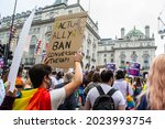 Small photo of LONDON, ENGLAND- 24 July 2021: Protesters at the Reclaim Pride march