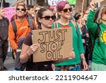 Small photo of WESTMINSTER, LONDON, ENGLAND- 1 October 2022: Extinction Rebellion and Just Stop Oil protesting in London