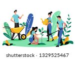 volunteering  charity social... | Shutterstock .eps vector #1329525467