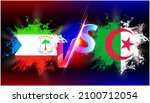 Algeria and Equatorial Guinea ongoing trade war conflict. Flag of two countries opposite to each other with vs text and background black