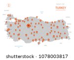 stylized vector turkey map... | Shutterstock .eps vector #1078003817