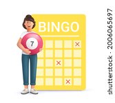 young woman jane playing bingo. ... | Shutterstock .eps vector #2006065697