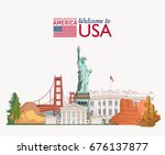 welcome to usa. united states... | Shutterstock .eps vector #676137877