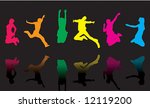 6 colorful jump silhouettes | Shutterstock .eps vector #12119200
