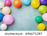 Colorful balloons and confetti...
