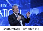 Small photo of Lynchburg, Virginia / USA - November 28, 2018: Liberty University President Jerry Falwell Jr. introducing a town hall discussion on the opioid crisis at Liberty University on November 28, 2018.