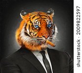 Modern Oil Painting Of Tiger In ...