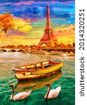 Oil Painting   Eiffel Tower And ...