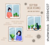 stay home vector concept. house ... | Shutterstock .eps vector #1683364237