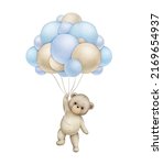 Teddy Bear With Blue Balloons....