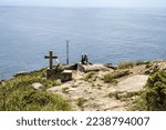 Finisterre Cape Lighthouse, Costa da Morte, Galicia, Spain. End of Saint James Way. One of the most famous Lighthouse in Western Europe.