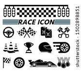 Racecourse And Race Car Icon...