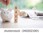 Small photo of Save money. business woman putting coin into piggy bank for saving. wealth, Finance, business, investment, retirement, future, accounting, plan life, economize, banking, family, health.
