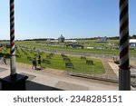 Small photo of YORK RACECOURSE, YORK, NORTH YORKSHIRE, UK : 27 May 2023 : A general view of the racecourse including Clock Tower from the Gimcrack Stand at York Races