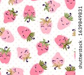 cute pink strawberries with... | Shutterstock .eps vector #1639849831