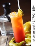 Small photo of The Tequila Sunrise is a cocktail made of tequila, orange juice, and grenadine syrup and served unmixed in a tall glass. The name is for an appearance with gradations of color resembling a sunrise.