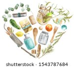 zero waste watercolor heart... | Shutterstock . vector #1543787684