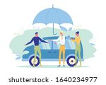 man signs car insurance... | Shutterstock .eps vector #1640234977