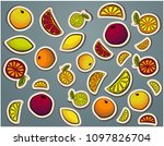 citrus doodles lemon  lime ... | Shutterstock .eps vector #1097826704