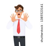 young business man shocked ... | Shutterstock .eps vector #1385523161