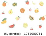 set of fruit   papaya  orange ... | Shutterstock .eps vector #1756000751