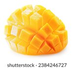 juicy mango slices isolated on the white background. Clipping path