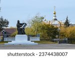 Small photo of Vladimir, Russia - September 30, 2023: The Golden Ring. Monument to Andrei Rublev, a famous medieval icon painter.