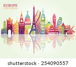 europe skyline detailed... | Shutterstock .eps vector #254090557
