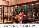 Small photo of Brussels, Belgium - 11 11 2018: Local tourists visiting the jewelry art collection of Wolfers and freres (Wolfers and sons) at the Royal museum of Art and History