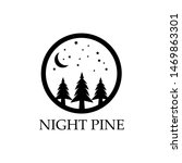 Night Pine Trees Logo. Three...