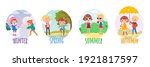 kids in four seasons set ... | Shutterstock .eps vector #1921817597