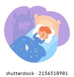 scared kid dreaming of scary... | Shutterstock .eps vector #2156518981