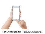 child hand hold mobile phone... | Shutterstock . vector #1039005001